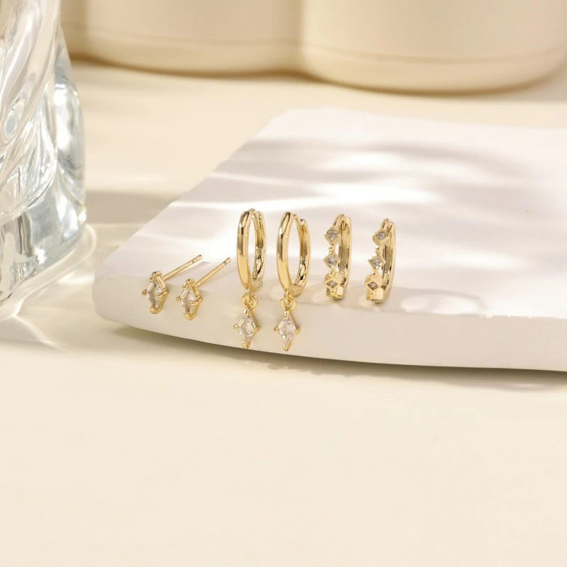 Small 14K Gold Plated Huggie Hoop Earrings Dainty Earring Stacks