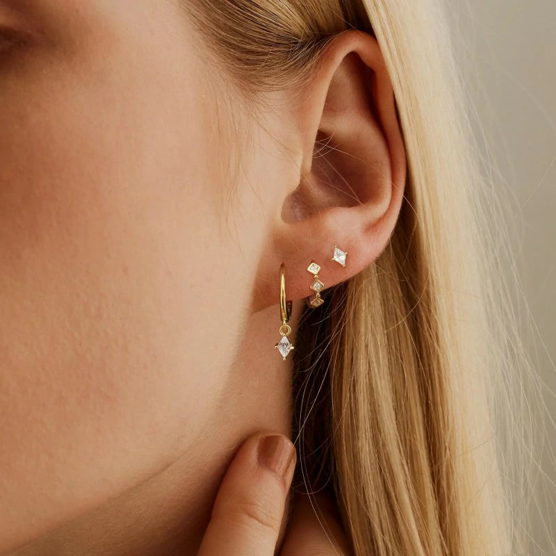 Small 14K Gold Plated Huggie Hoop Earrings Dainty Earring Stacks