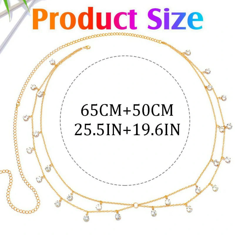 Sparkly Waist Chain Gold Rhinestone Belly Chains Adjustable Body Jewelry