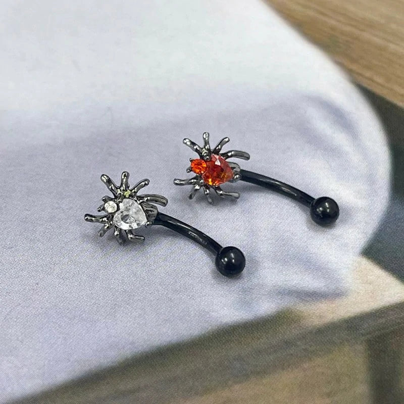 Spider Eyebrow Ring Stainless Steel Black Insect Eyebrow Curved Barbells Cartilage Earrings Halloween