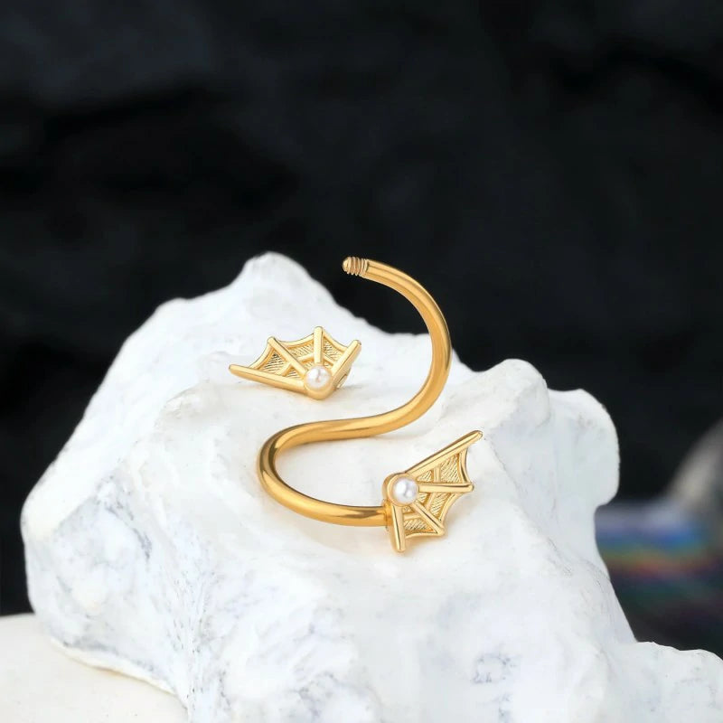 Spider Twist Helix Jewelry Gold Spiral Cartilage Earrings  Lip Rings Stainless Steel Cartilage