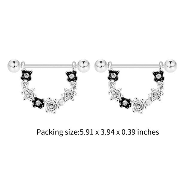 Stainless Steel Barbell Nipple Ring Puma Flower Sold as Pair