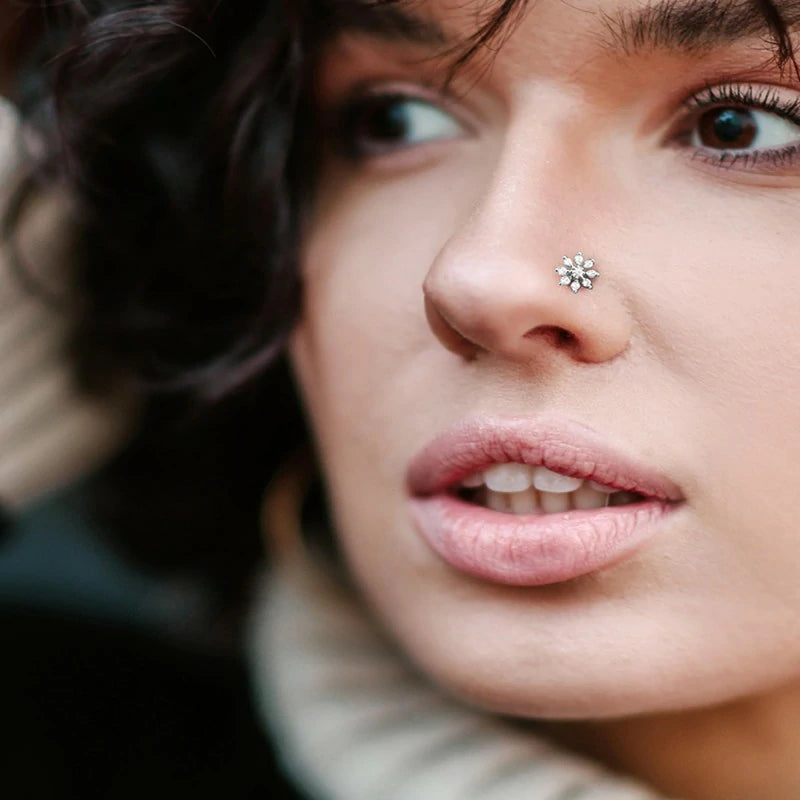 Stainless Steel Hypoallergenic Nose Piercing Jewelry 20G L Shaped Corkscrew Nose Rings