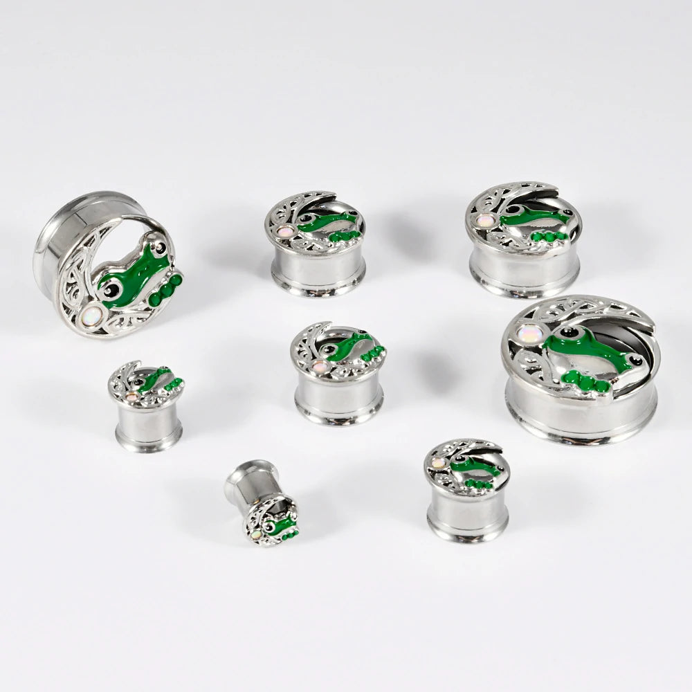 Stainless Steel Modular Ring Ear Tunnels Saddle Flare Plugs for Stretched Ears Industrial Punk Gauge Jewelry