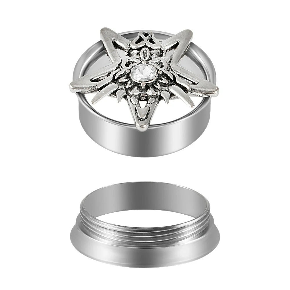 Stainless Steel Modular Ring Ear Tunnels Saddle Flare Plugs for Stretched Ears Industrial Punk Gauge Jewelry