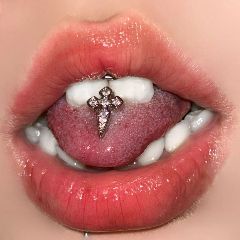 Stainless Steel Tongue Lip studs Gothic Piercing Jewelry Straight Barbells Internally Thread Tongue Stud