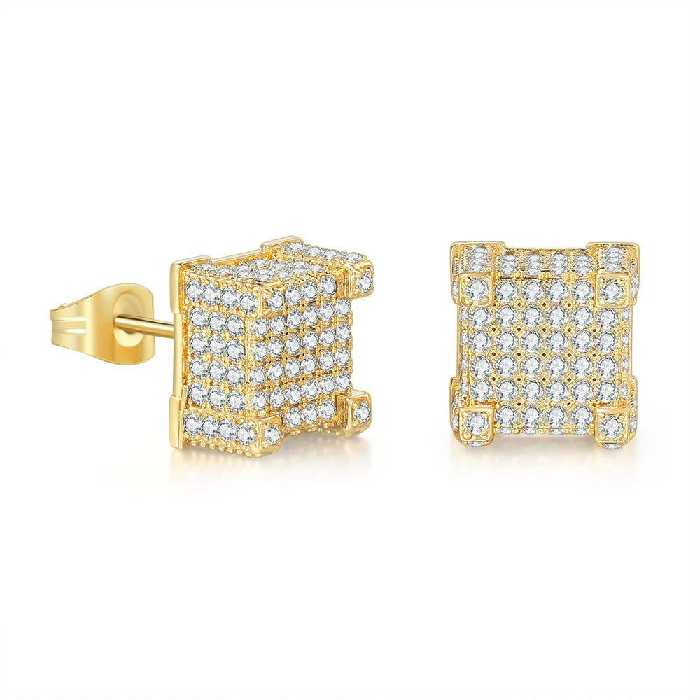 18K White Gold Plated Sterling Silver Asscher Cut Cubic Zirconia Stud Square CZ Stud Earrings