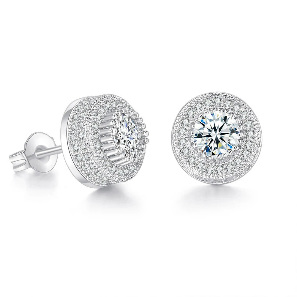 18K White Gold Plated Sterling Silver Asscher Cut Cubic Zirconia Stud Square CZ Stud Earrings