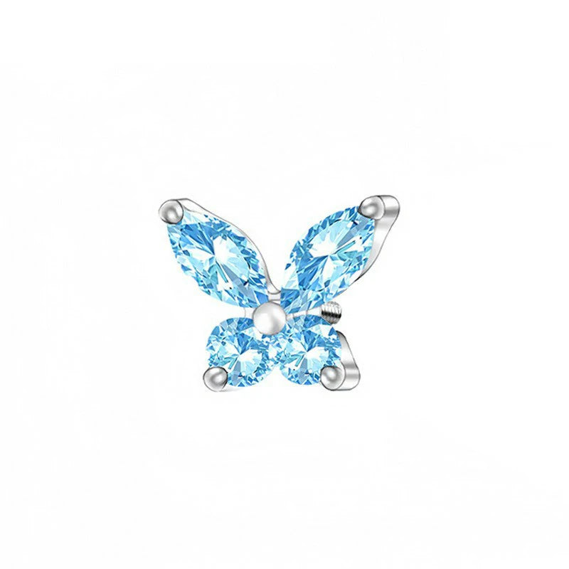 Hypoallergenic Screw Back Earrings Surgical Stainless Steel Stud Earrings for Sensitive Ears Cute Butterfly Flower Heart CZ Earring