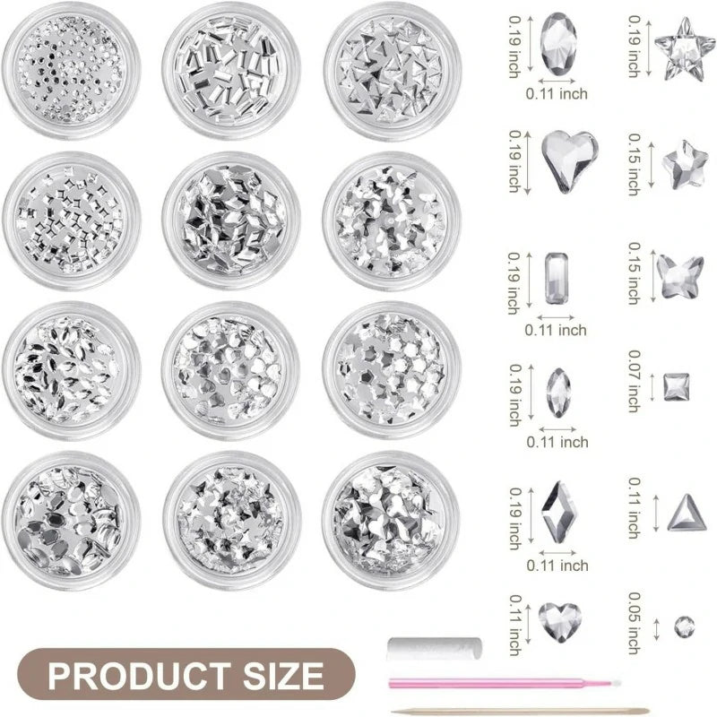 Tooth Gems Kit with Crystals and Diamantes Diamond Jewels for Use Silver Long Lasting Teeth Gem Kits with Star Designs and Ornaments