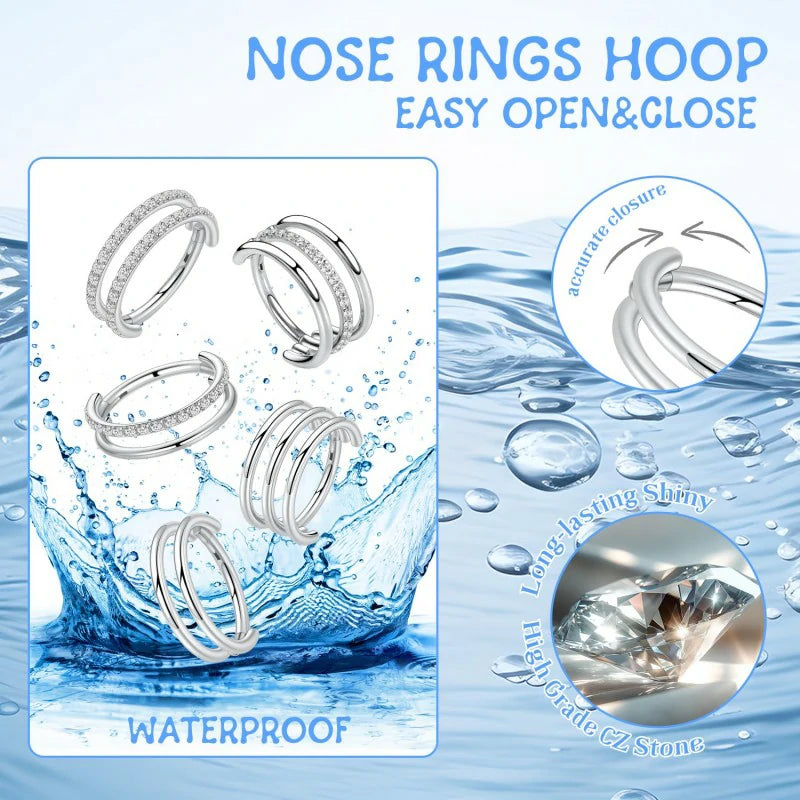 Triple Conch Helix Piercing Jewelry Cartilage Hoop Earring Septum Ring Nose Ring