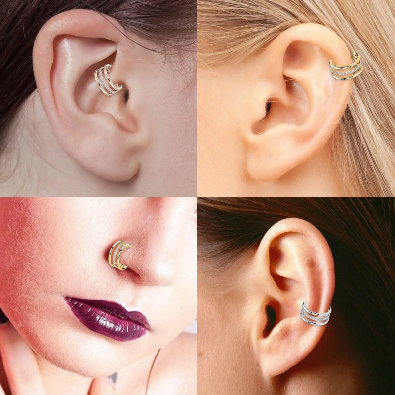 Triple Conch Helix Piercing Jewelry Cartilage Hoop Earring Septum Ring Nose Ring