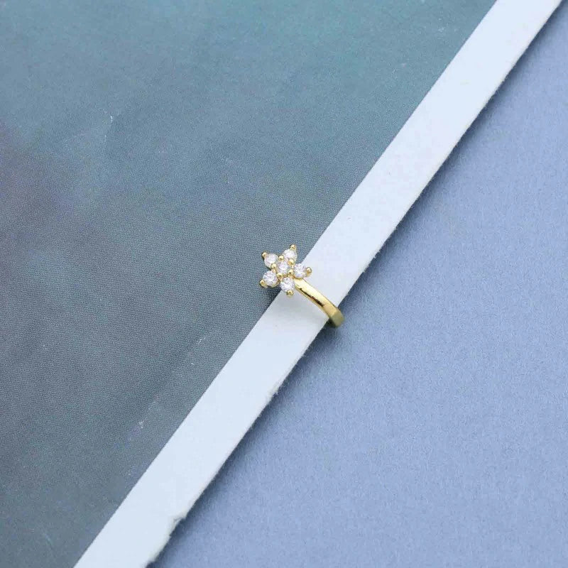 Vintage Crystal Star Gold Rhinestone Stud Boho Cz No Piercing Hoop Clip On Nose Ring Jewelry