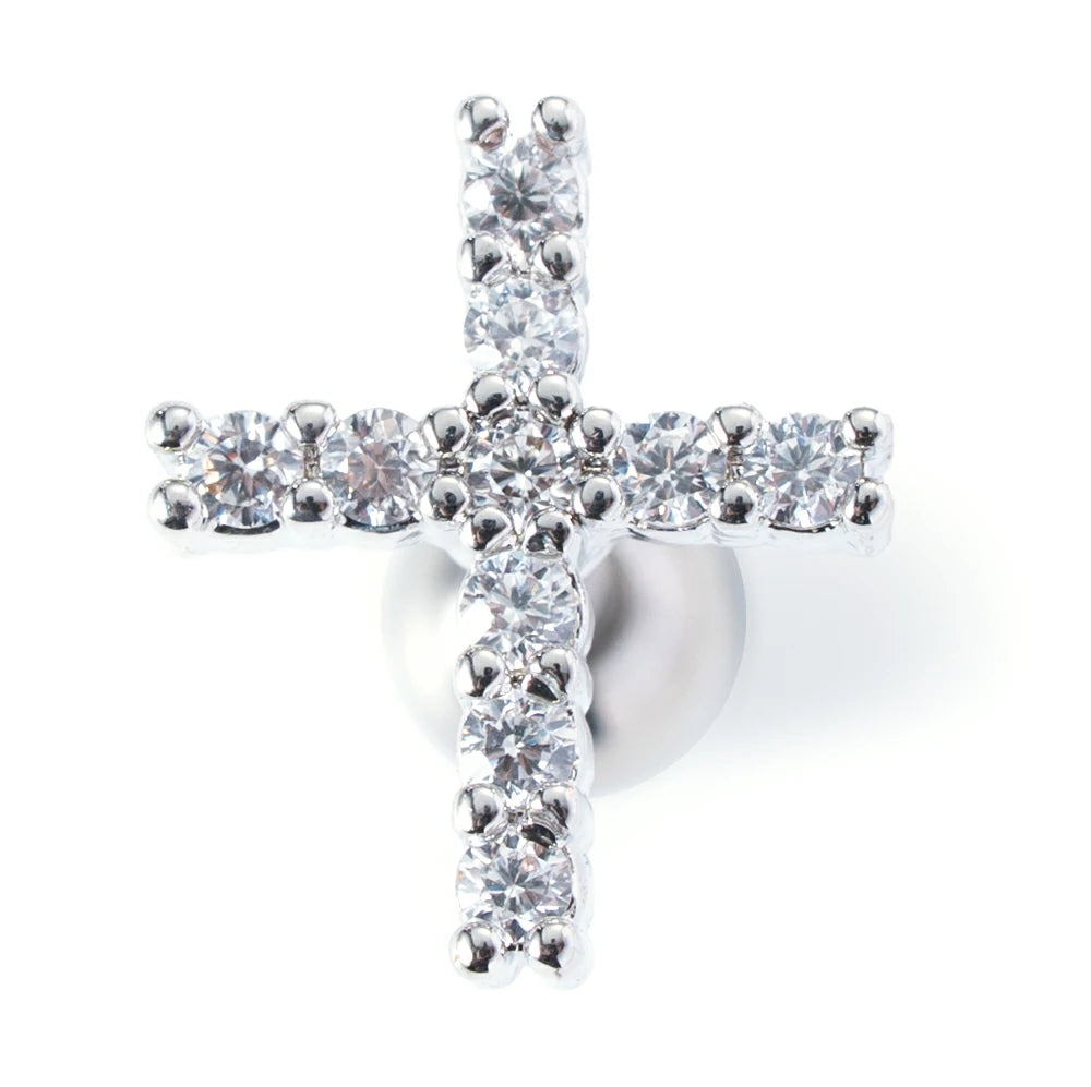 White Gold Plated Hypoallergenic Colorful CZ Tiny Christian Religious Gifts for Confirmation Tiny Earrings