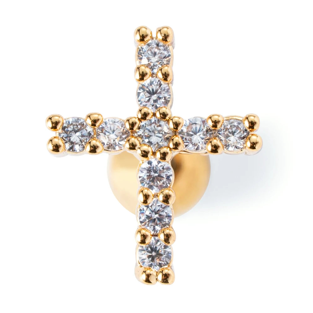 White Gold Plated Hypoallergenic Colorful CZ Tiny Christian Religious Gifts for Confirmation Tiny Earrings