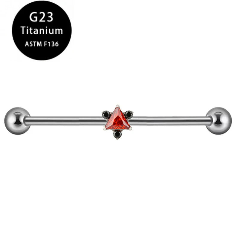 Zirconia Square Industrial Barbell Earrings Minimalist Stainless Steel Industrial Bar Long Cartilage Earrings