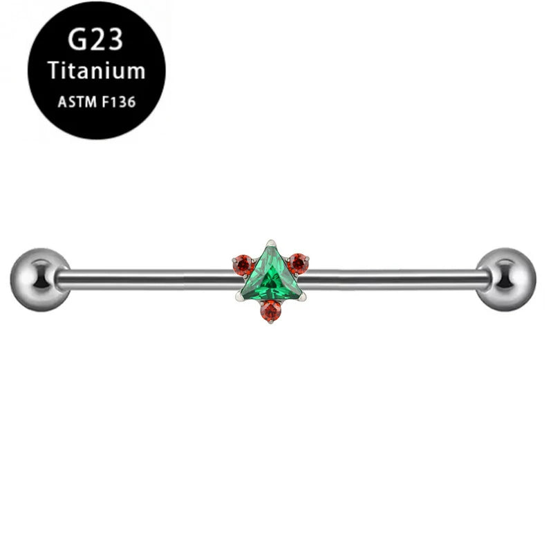 Zirconia Square Industrial Barbell Earrings Minimalist Stainless Steel Industrial Bar Long Cartilage Earrings