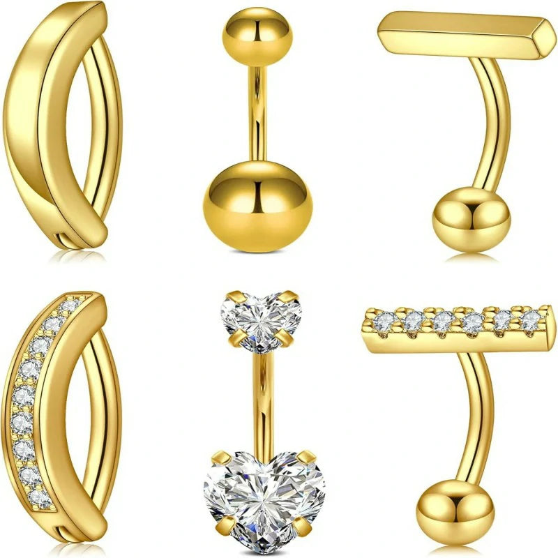 Belly Button Rings 14G Surgical Steel Belly Rings CZ Opal Navel Piercing Jewelry
