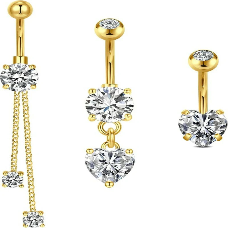 Belly Button Rings 14G Surgical Steel Belly Rings CZ Opal Navel Piercing Jewelry