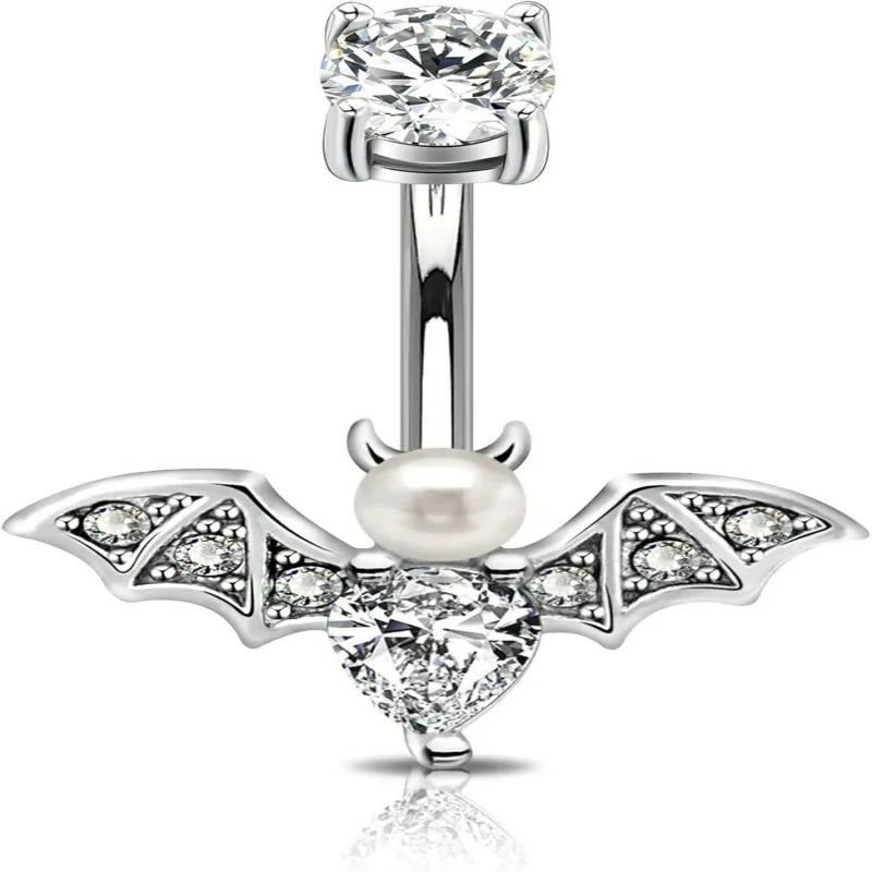 Belly Button Rings Bat Belly Rings 316L Stainless Steel Belly Piercing 14g Navel Ring