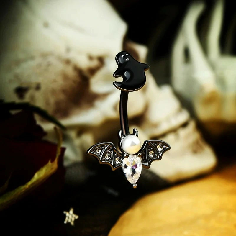 Belly Button Rings Bat Belly Rings 316L Stainless Steel Belly Piercing 14g Navel Ring