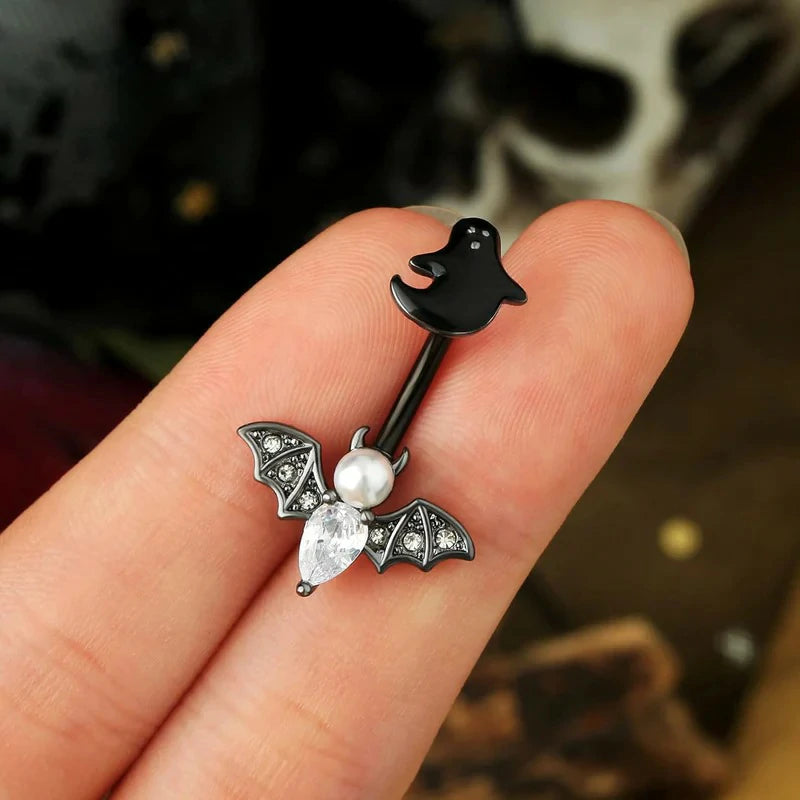 Belly Button Rings Bat Belly Rings 316L Stainless Steel Belly Piercing 14g Navel Ring
