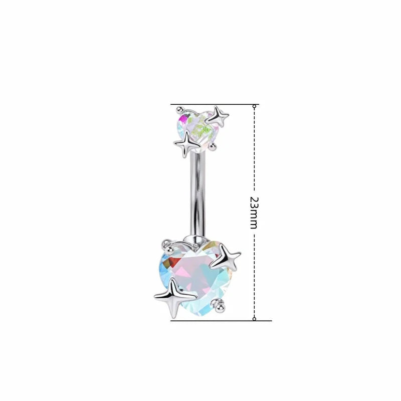 Belly Button Rings Navel Rings Surgical Steel 14g CZ Cute Heart Shape