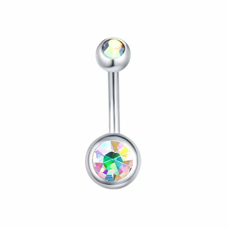 Belly Button Rings Round Cubic Zirconia Navel Barbell Stud Body Piercing