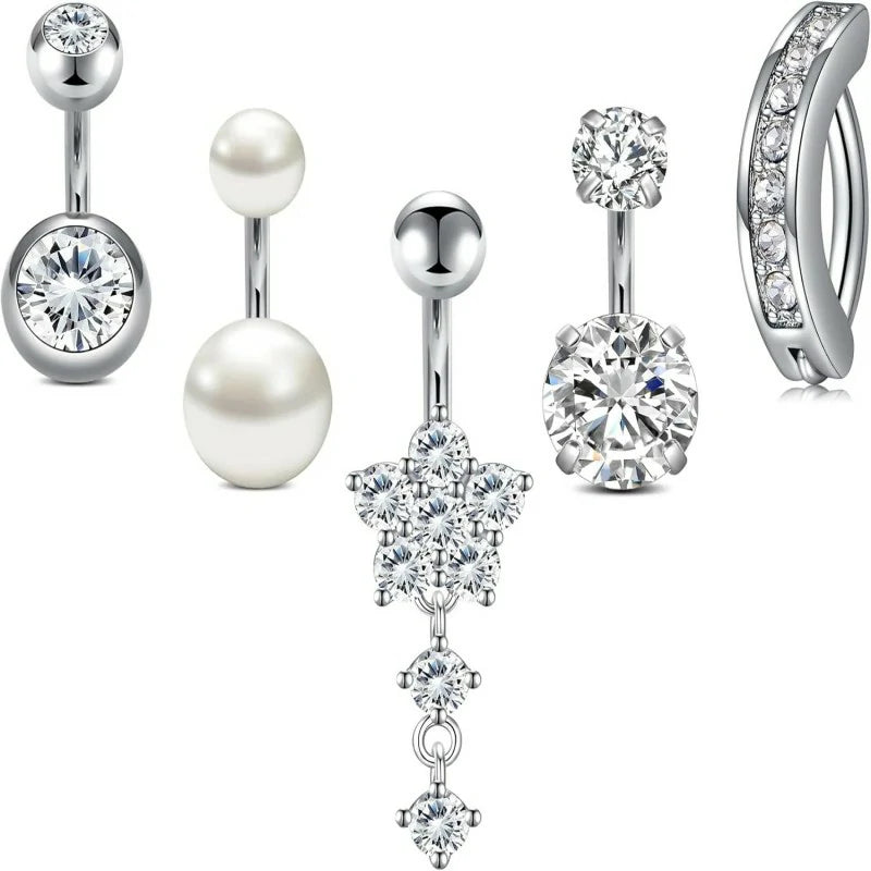 Belly Button Rings Short Bar for Women Stainless Steel Belly Ring Navel Piercing