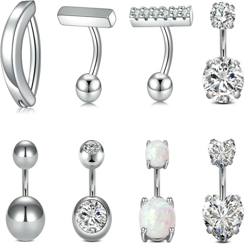 Belly Button Rings Short Bar for Women Stainless Steel Belly Ring Navel Piercing