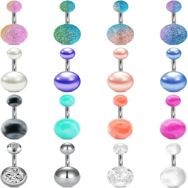 Belly Button Rings Short Bar for Women Stainless Steel Belly Ring Navel Piercing