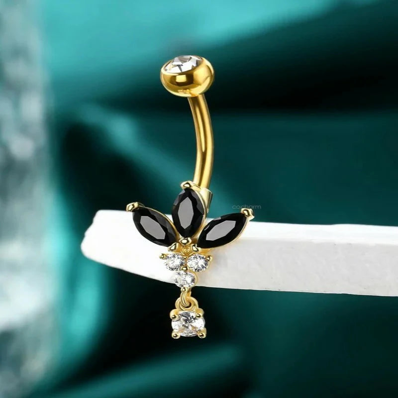14G Gold Dangle Belly Navel Rings Stainless Steel Belly Navel Piercing Jewelry