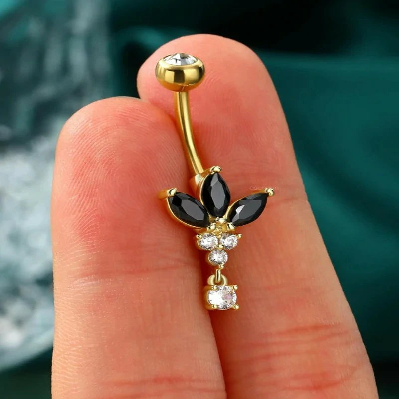 14G Gold Dangle Belly Navel Rings Stainless Steel Belly Navel Piercing Jewelry