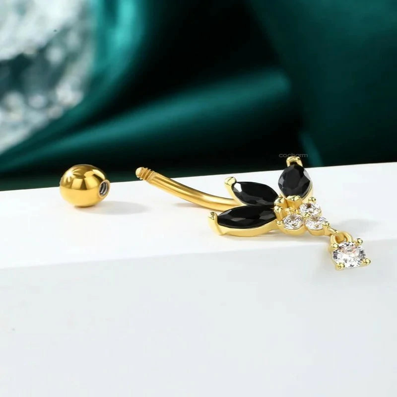 14G Gold Dangle Belly Navel Rings Stainless Steel Belly Navel Piercing Jewelry