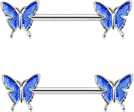 Charm Butterfly Nipple Barbell 14g Colorful Charming Nipple Piercing Animals Jewelry Nipple Ring Bar