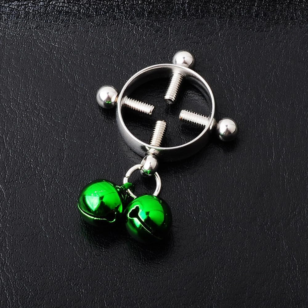 christmas-double-colors-jingle-bell-fake-nipple-rings-for-women-stainless-steel-round-non-piercing-dangle-nipplerings-nipple-shield-xmas-fake-nipple-piercing-body-jewelry-green