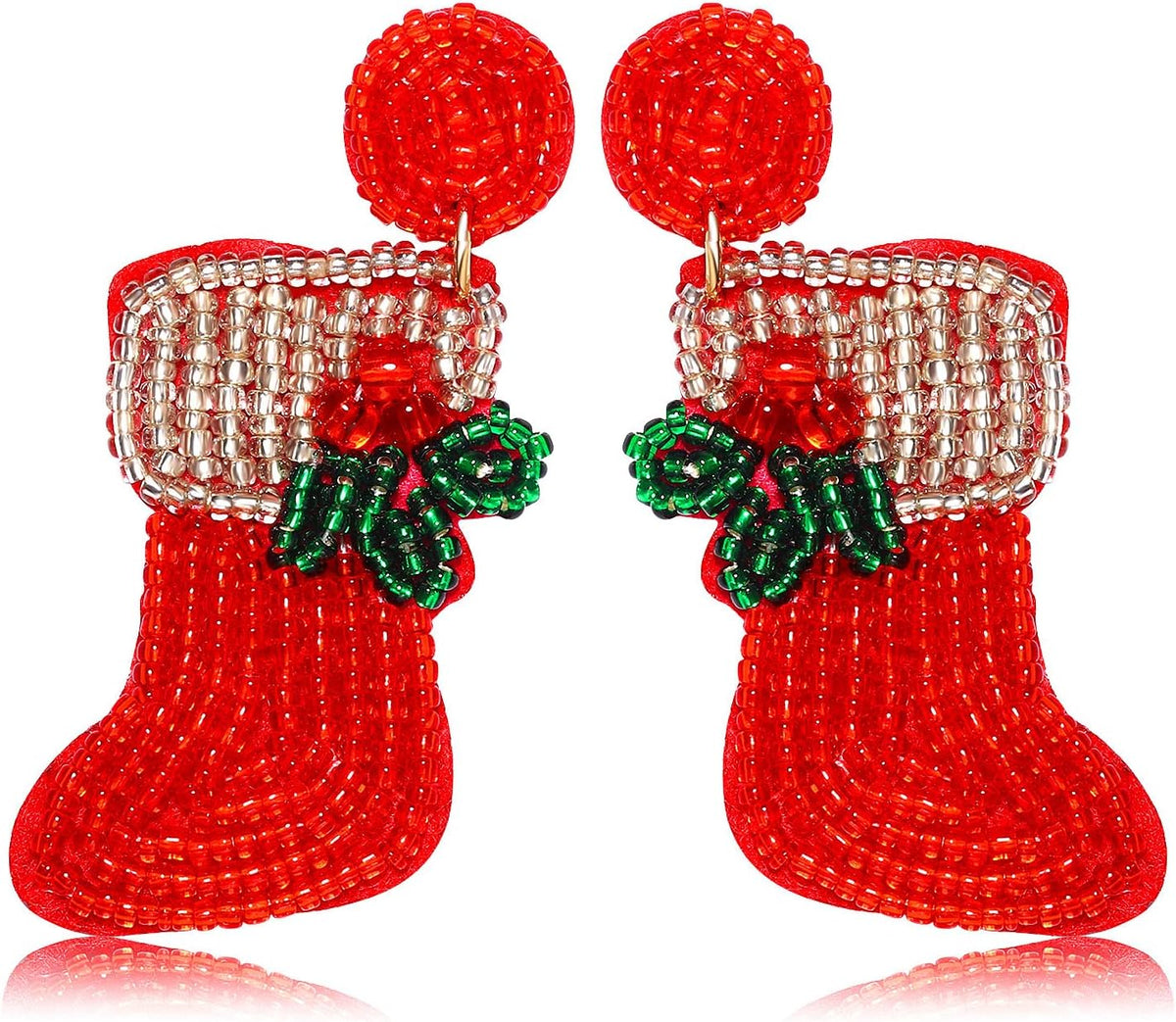 Christmas Earrings for Women Beaded Holiday Reindeer Bulb Boot Earrings Handmade Christmas Tree Drop Dangle Earrings Festive Jewelry Gifts - 我的商店我的商店我的商店