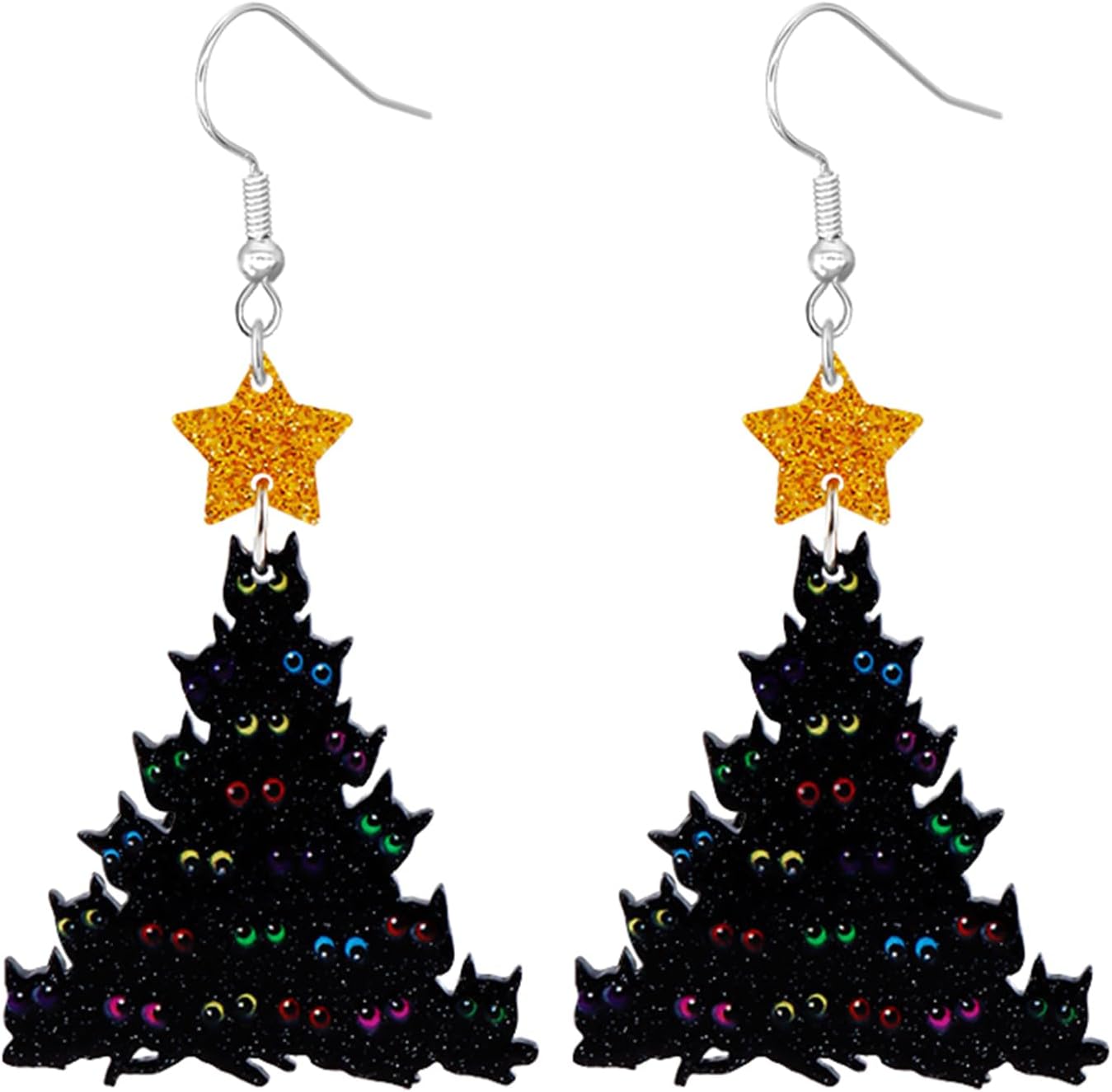 Christmas Earrings for Women Cute Funny Acrylic Christmas Santa Claus Tree Cat Dinosaur Earrings Xmas New Year Party Holiday Earring - 我的商店我的商店我的商店