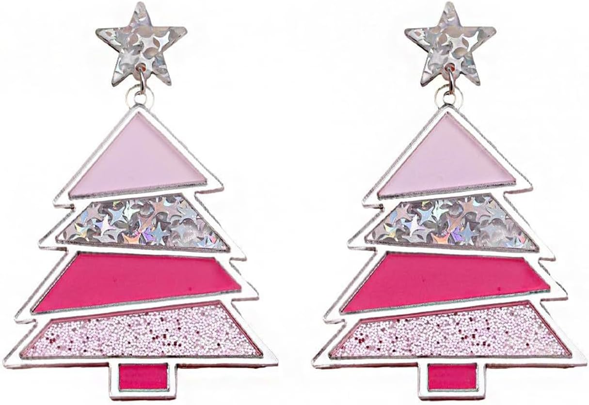 Christmas Earrings for Women Cute Funny Acrylic Christmas Santa Claus Tree Cat Dinosaur Earrings Xmas New Year Party Holiday Earring - 我的商店我的商店我的商店