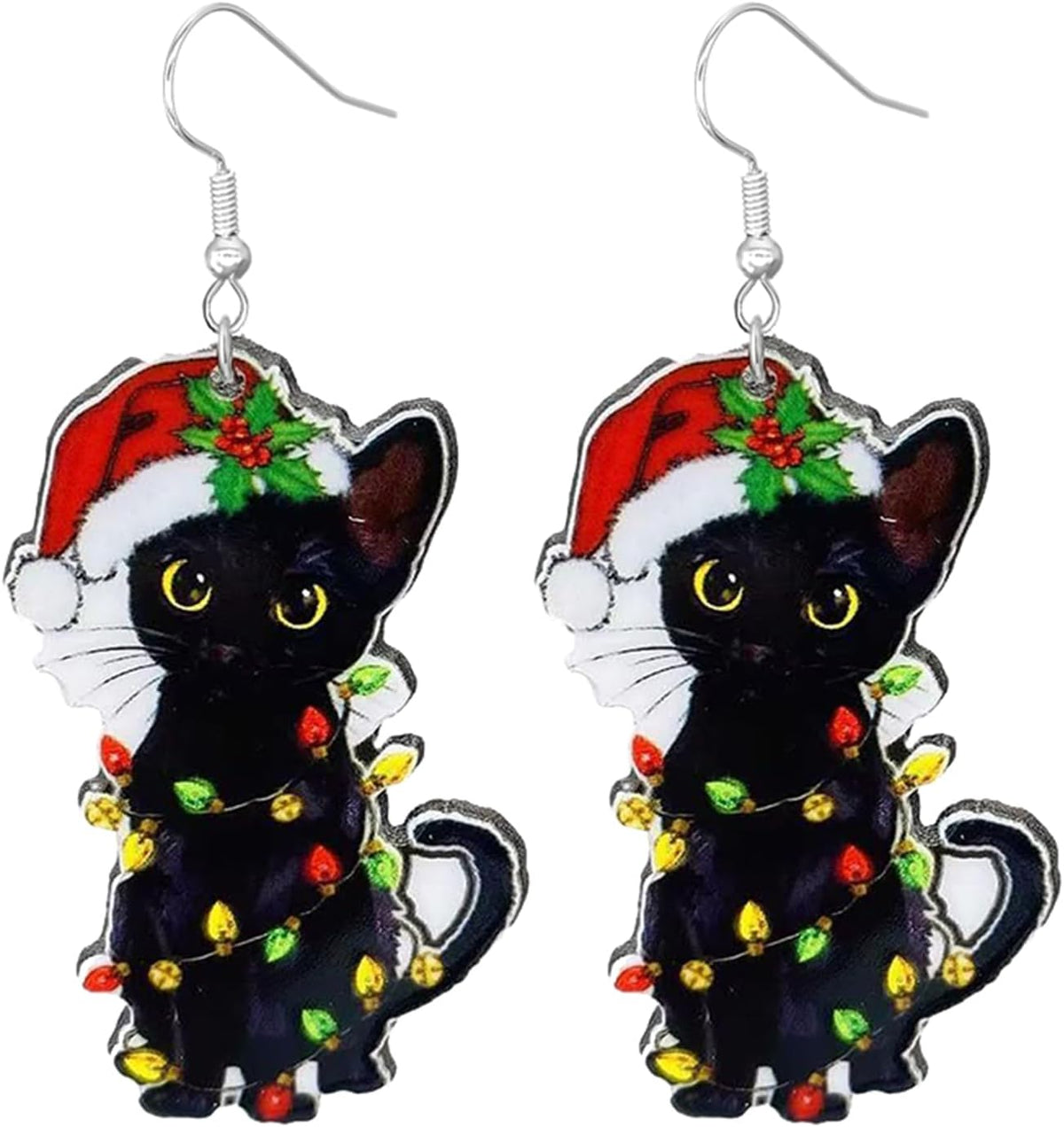 Christmas Earrings for Women Cute Funny Acrylic Christmas Santa Claus Tree Cat Dinosaur Earrings Xmas New Year Party Holiday Earring - 我的商店我的商店我的商店