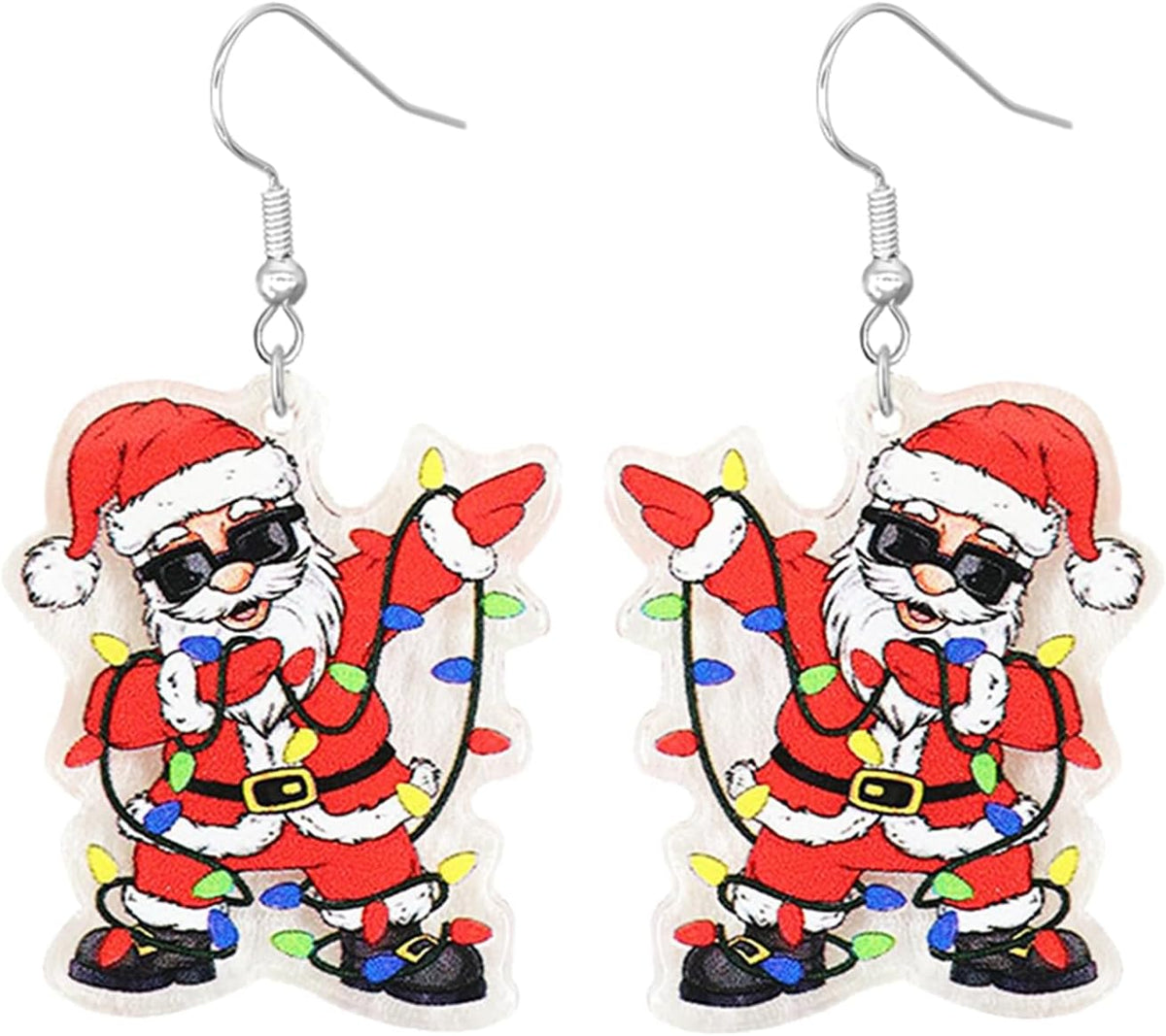 Christmas Earrings for Women Cute Funny Acrylic Christmas Santa Claus Tree Cat Dinosaur Earrings Xmas New Year Party Holiday Earring - 我的商店我的商店我的商店