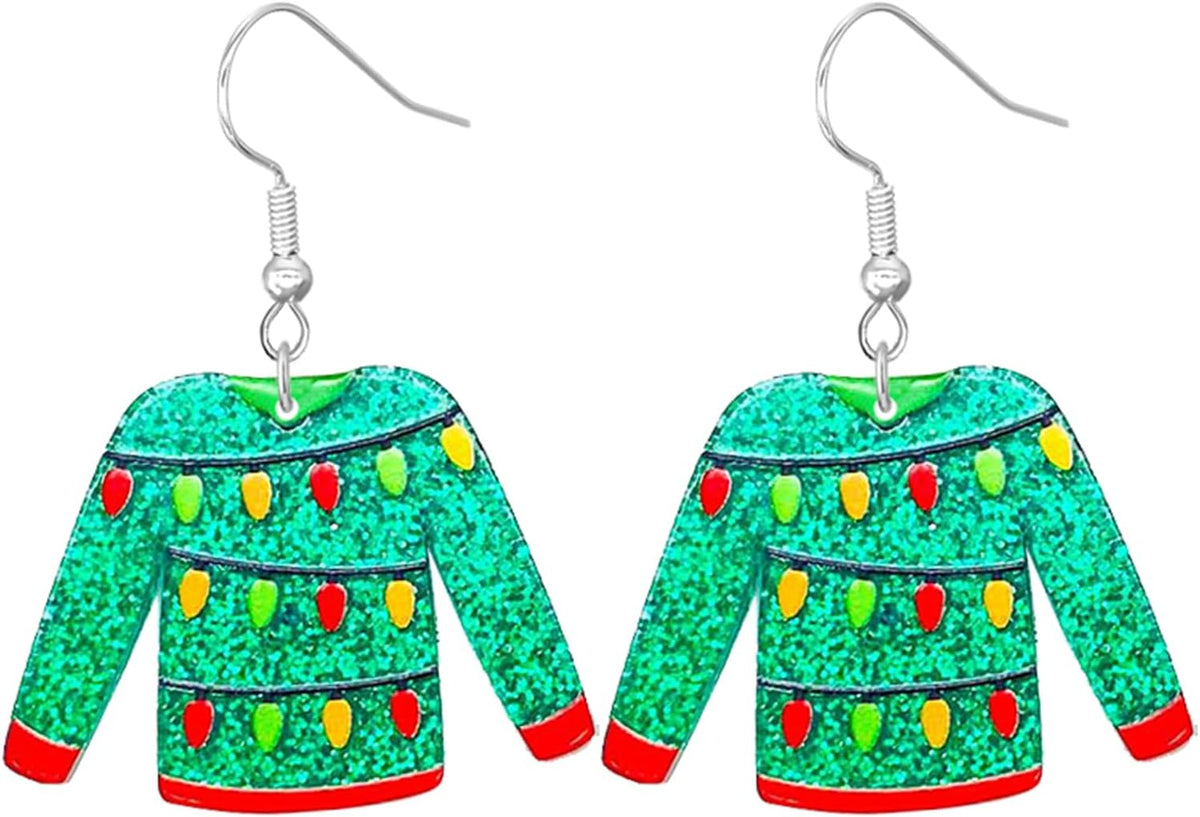 Christmas Earrings for Women Cute Funny Acrylic Christmas Santa Claus Tree Cat Dinosaur Earrings Xmas New Year Party Holiday Earring - 我的商店我的商店我的商店