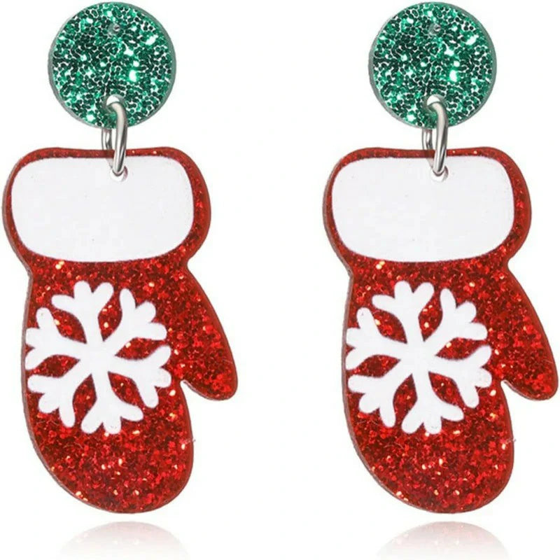 Christmas Earrings Cute Colorful Acrylic Christmas Santa Claus Tree Gingerbread Man Dangle Drop Holiday Earrings Decoration