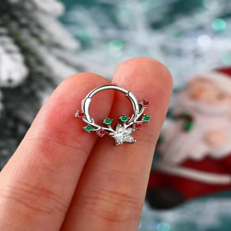 Christmas Septum Rings 16G Septum Jewelry Surgical Steel Helix Daith Earrings