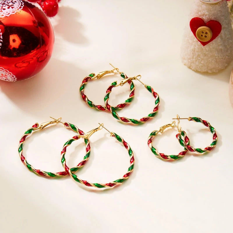 Christmas Tree Stud and Hoop Earrings Acrylic Drop Dangle Jewelry With Gold Star Green Tree  Santa Hat Cute Alpaca