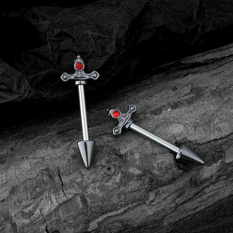Dagger Nipple Rings 316L Surgical Steel 14 Gauge Goth Piercing Jewelry