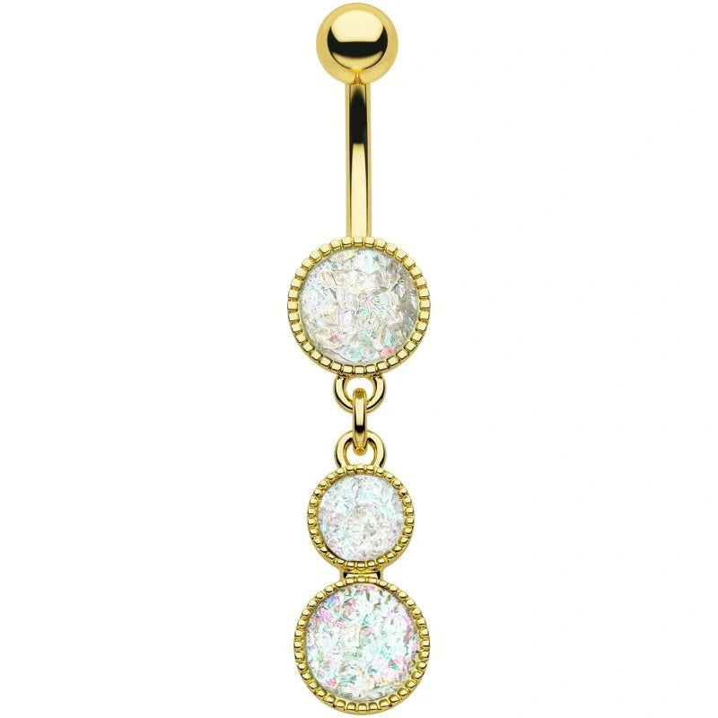 14G 10MM Sparkly Gold Belly Navel Piercing Jewelry