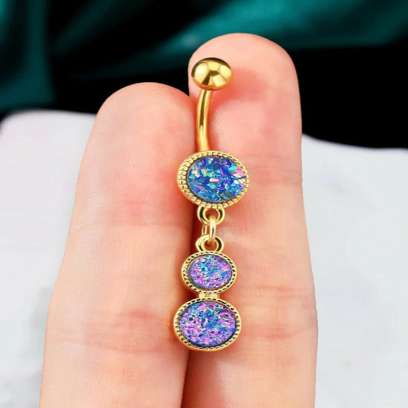 14G 10MM Sparkly Gold Belly Navel Piercing Jewelry