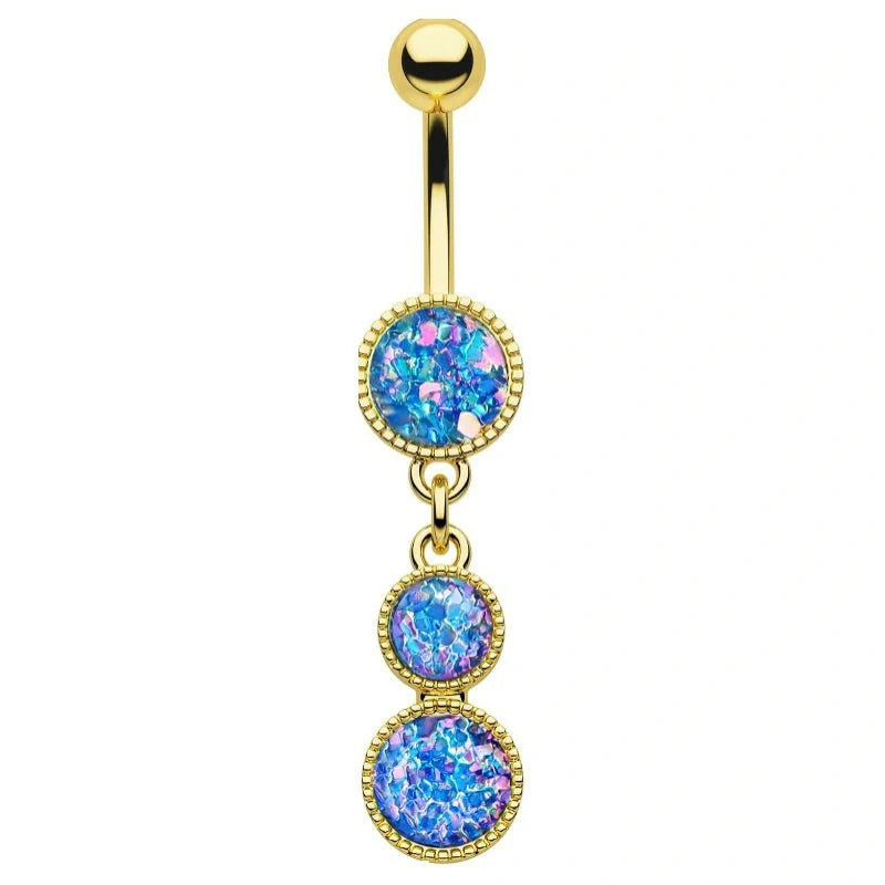 14G 10MM Sparkly Gold Belly Navel Piercing Jewelry
