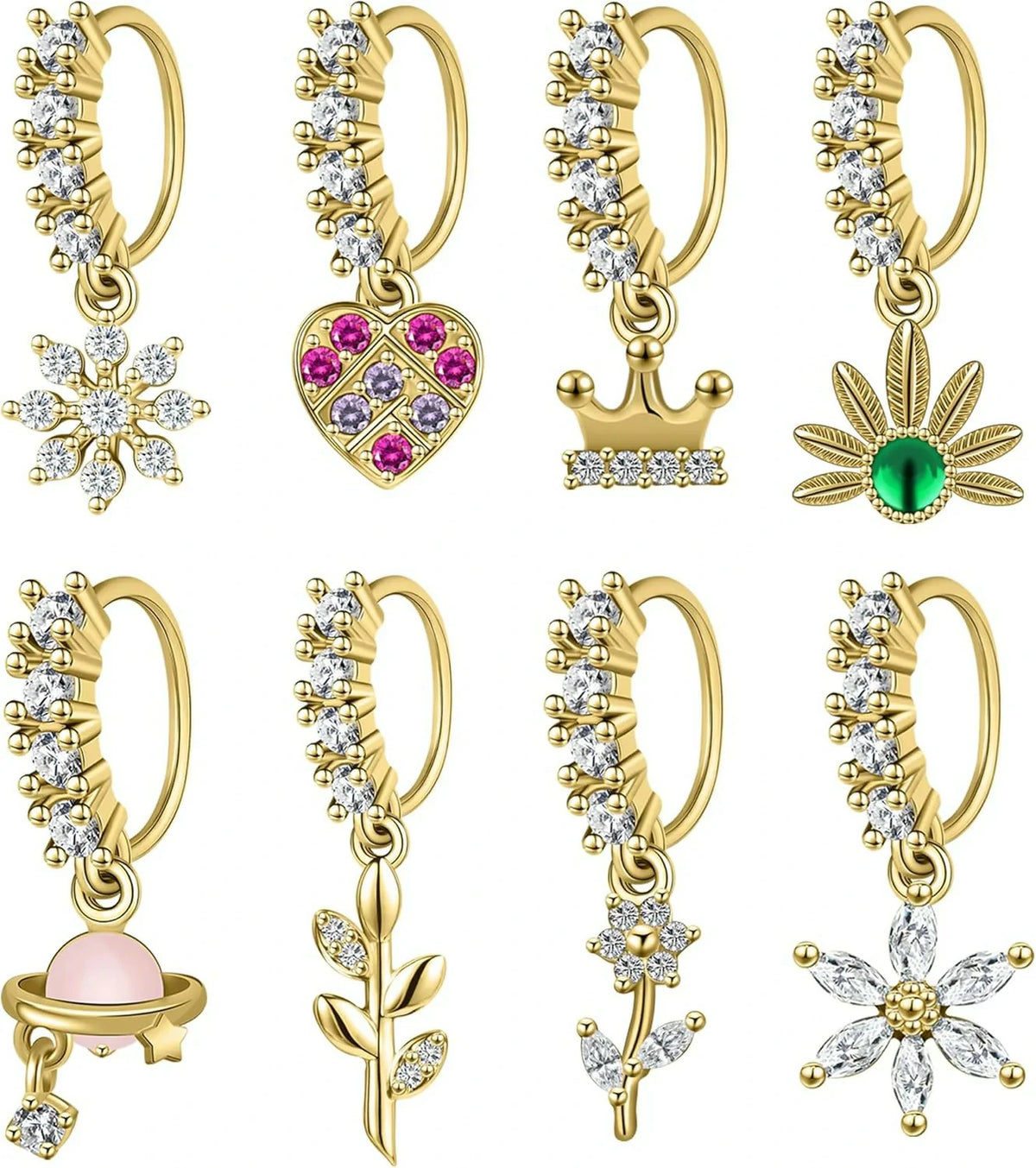 23-40 Pcs Gold Nose Rings & Studs - 18G & 20G Nose Piercing Jewelry